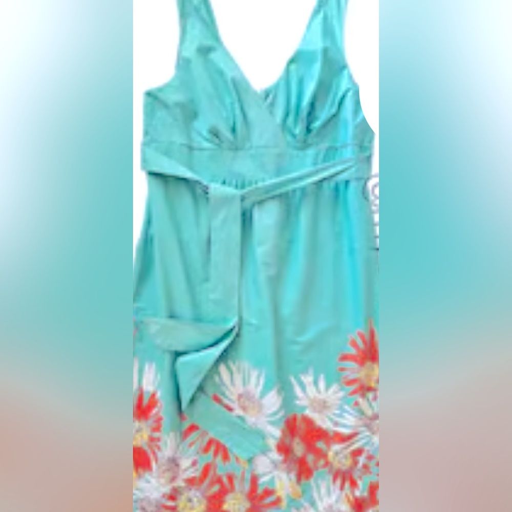 IOS Floral Teal Sleeveless Dress